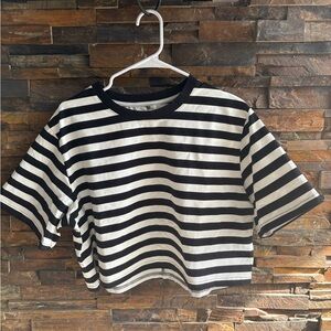 Stylish Black and White Striped Crop Top